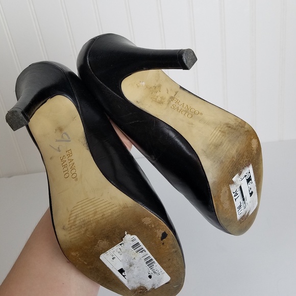 Franco Sarto Warren Black Round Toe Heels Leaopard - Picture 4 of 8